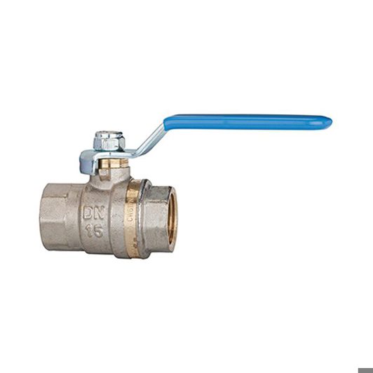 Gas-Kugelhahn mit blauem Hebel - IG/IG - Messing vernickelt - G 1/2"