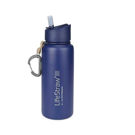 LifeStraw Go Edelstahl Wasserflasche - Isolierte Flasche mit Filter (Blau) | Outdoor-Wasserfilter