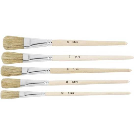 5-teiliges Set Emaillackpinsel mit Naturborsten - Borstenpinsel für Handwerk