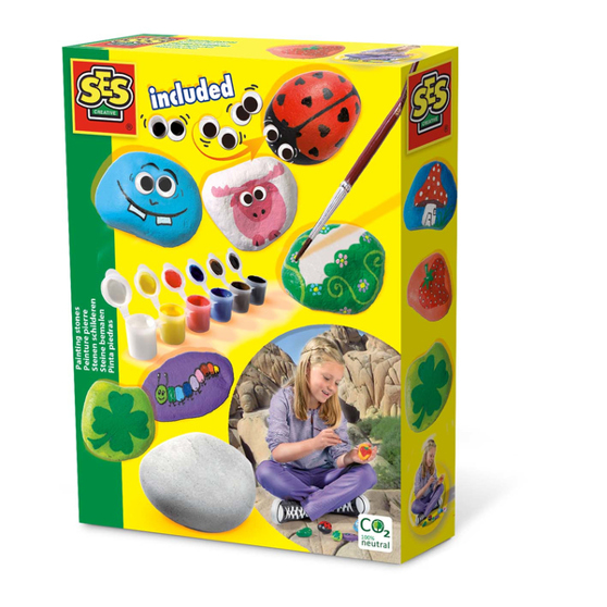 SES Creative 14818 Steine Bemalen Set – Kreativitätsförderndes Pinsel-Set für Kinder mit Farben und Pinseln