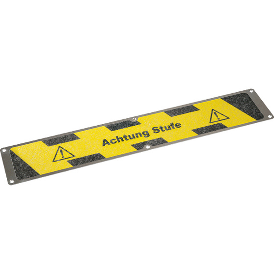 Antirutsch-Platte "Achtung Stufe" - Gelb/Schwarz - 635 x 114 mm | Treppenkanten-Schutzprofil