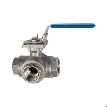 Edelstahl 3-Wege-Kugelhahn G 1/2 DN 15 - L-Bohrung | 1.4408