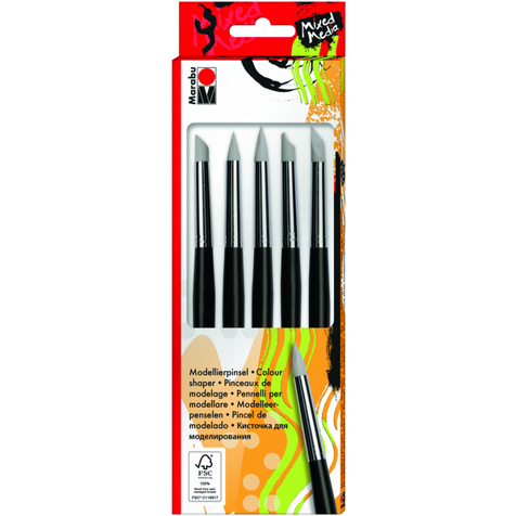 Marabu Farbformer Silikon Meißel-Set – Schwarze Holzspitzen (3 in 1): Spitz, Schräg, Meißel