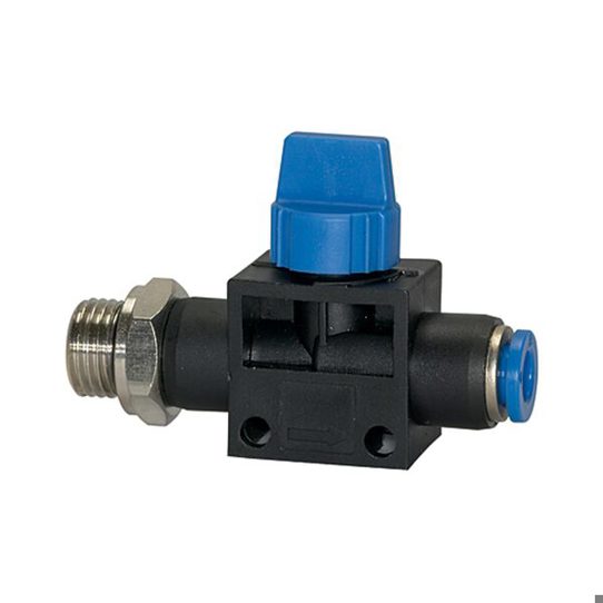 Blaue Serie Gasabsperrventil - Steckanschluss G 1/4 a. - Schlauch-Ø 10 mm