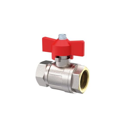 Gas-Kugelhahn mit Flügelgriff - IG/IG - Messing vernickelt - G 3/4"