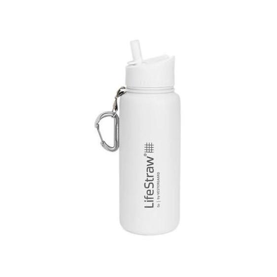 LifeStraw Go Edelstahl Wasserflasche mit Filter - Isolierte Flasche in Weiß für Outdoor-Aktivitäten