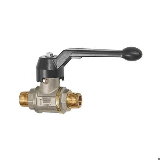 Gas-Kugelhahn - Kugelhahn schwere Ausführung mit Handhebel, AG/AG, MS vernickelt, R 3/4"