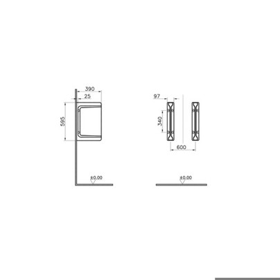 VITRA PERA ARCHITECTA Urinal-Trennwand 385x595mm - Weiß